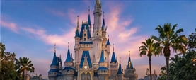 Illustration of a fairytale castle at dusk